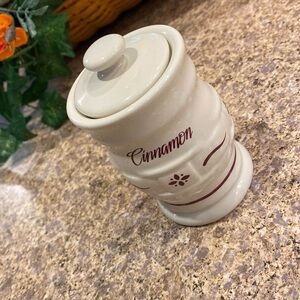 Longaberger Cinnamon Spice Jar Red Woven Traditions Vitrified Pottery Vintage